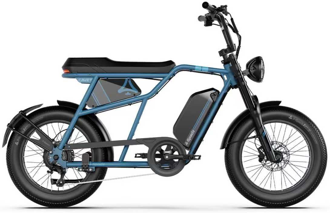 Cavet Air Fat Tire Electric Bike, 48V 250W Motor, 15.6AH Battery, 7-Speed Gears, Dual Seat, TFT Display, E-Bike for Men & Adults