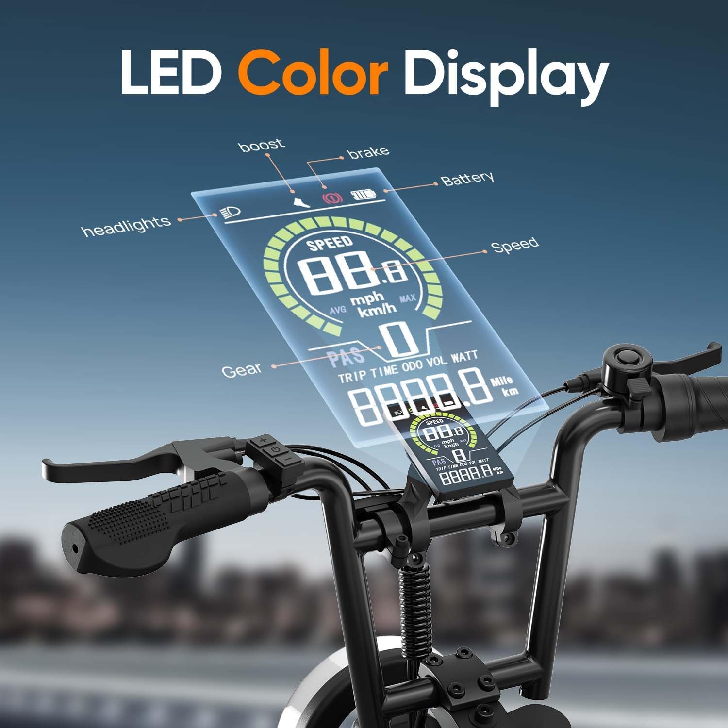 URLIFE 16" x 3.0 Electric Bike, 48V 13Ah Removable Battery, 250W Brushless Motor, 100km Range, Ebike with Dual Suspension, Lockable Storage Box for Teenagers and Adults (Black)