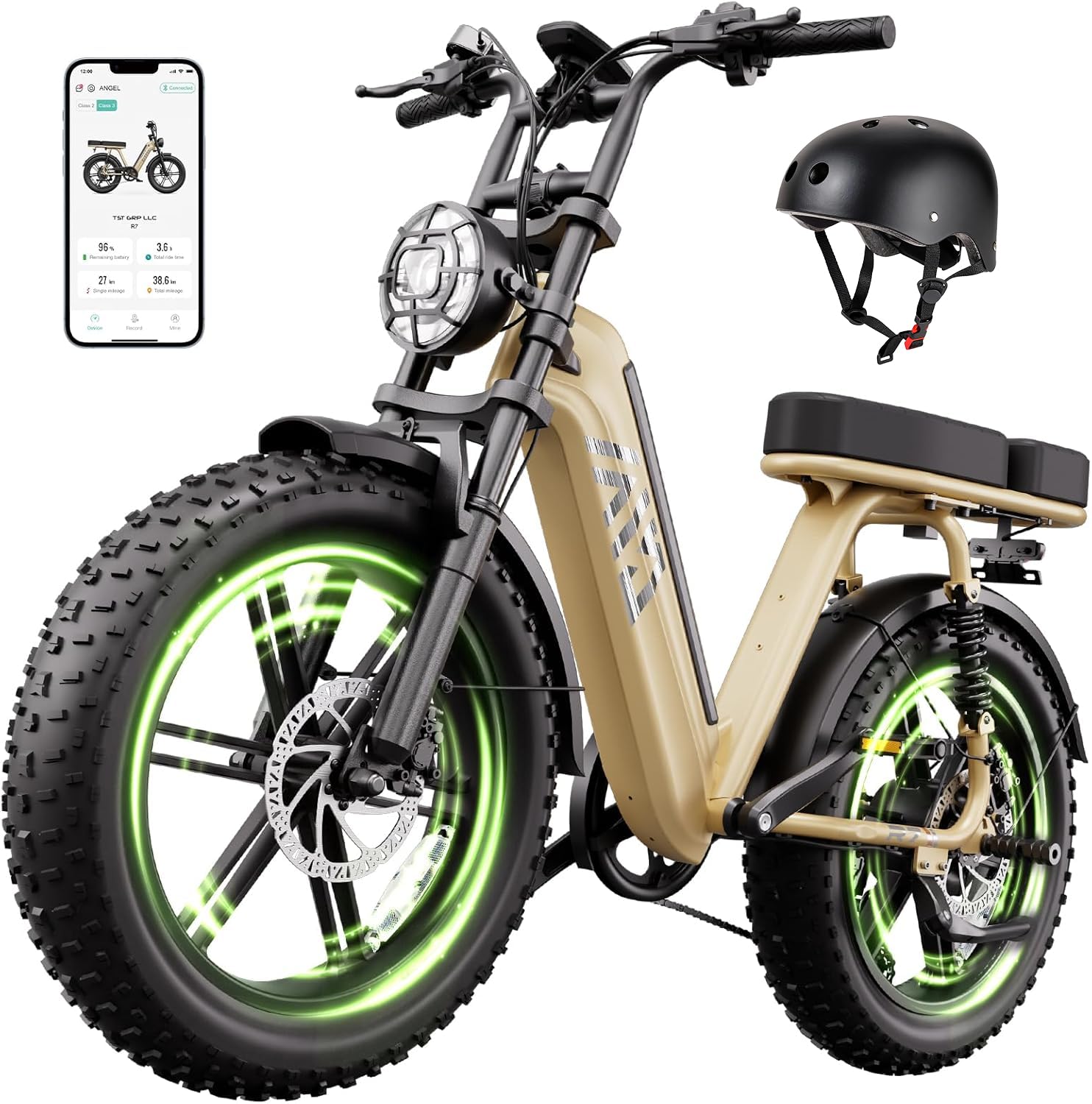 TST Electric Bike for Adults 1500W Peak 20" Fat Tire All-Terrain E-Bike 60 Miles Electric Dirt Bike for Road Sand Mountain Snow - 48V 15AH Battery Powered Electric Motorcycle for Adventure