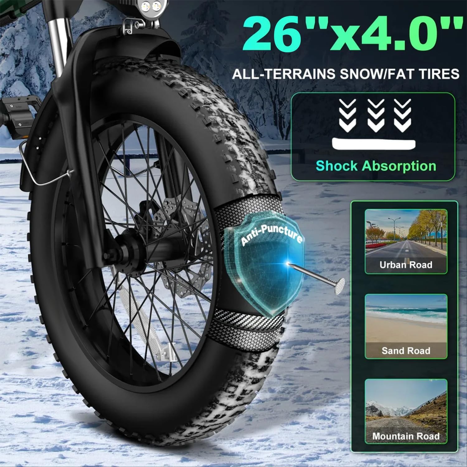 26" Electric Bikes for Adults Fat Tire Electric Mountain Bike with 36V 10.4AH Battery&250W Motor E-bike 21Speed with LCD Display Electric Commuter Bicycle for Men and Women (26inch Fat Tire ebike)