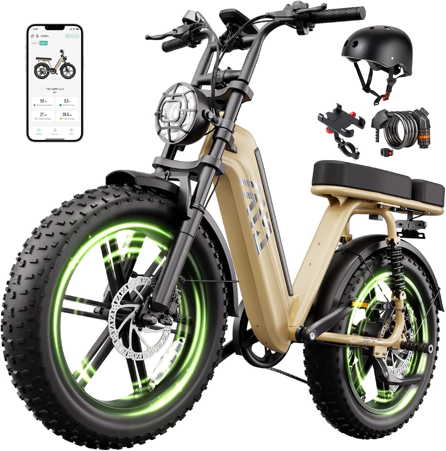 TST Electric Bike for Adults 1500W Peak 20" Fat Tire All-Terrain E-Bike 60 Miles Electric Dirt Bike for Road Sand Mountain Snow - 48V 15AH Battery Powered Electric Motorcycle for Adventure