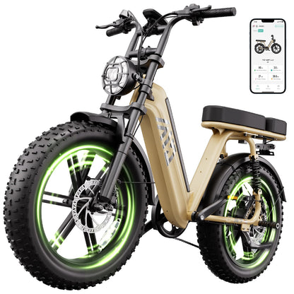 TST Electric Bike for Adults 1500W Peak 20" Fat Tire All-Terrain E-Bike 60 Miles Electric Dirt Bike for Road Sand Mountain Snow - 48V 15AH Battery Powered Electric Motorcycle for Adventure