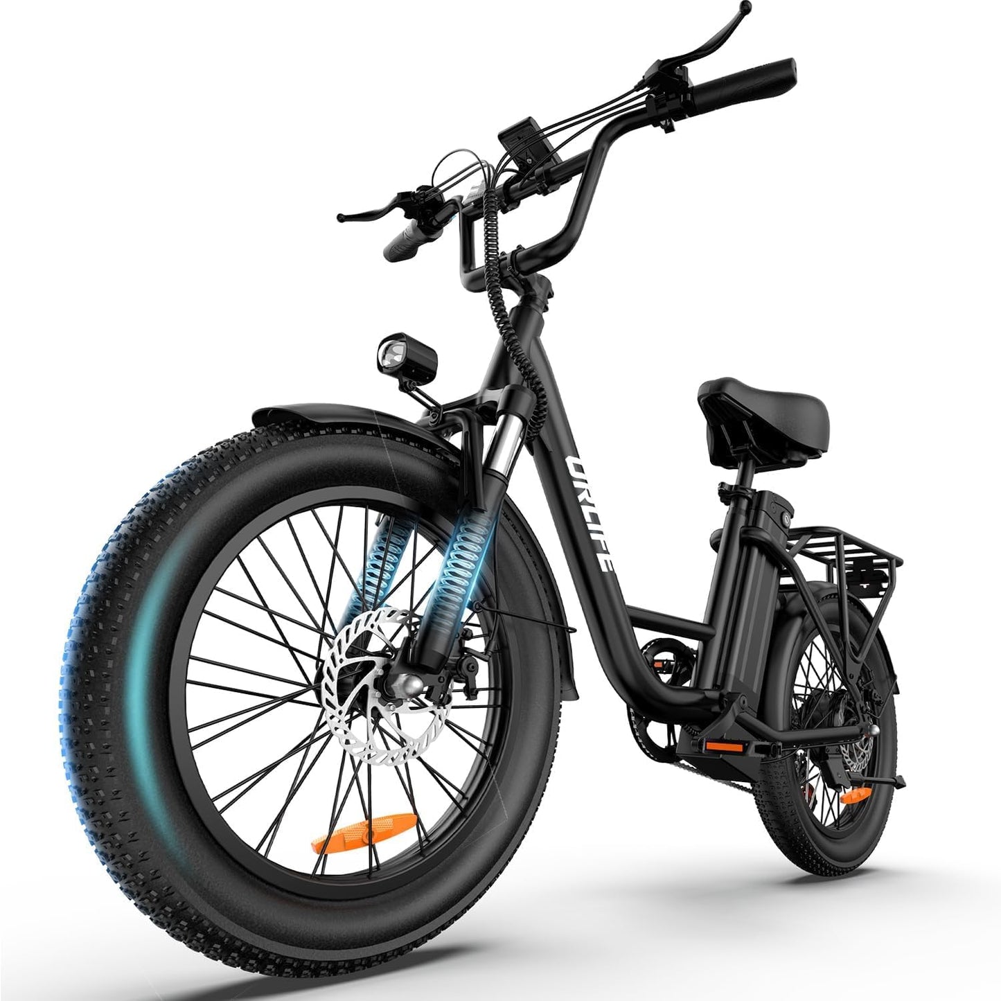 URLIFE 20" Electric Bike for Adults, Fat Tire Mountain Bike with Colorful LCD Display, Removable Battery, 7-Speed Derailleur Ebike Commute MTB