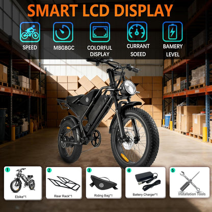 Electric Bike for Adults, 48V18.2Ah Removable Battery Ebike, Dual Shock Absorbers 20 Inch All-Terrain Tires Off-Road Electric Mountain Bike for Urban Commuting, Various Terrain