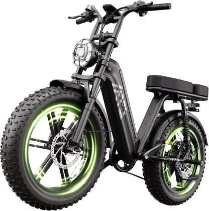 TST Electric Bike for Adults 1500W Peak 20" Fat Tire All-Terrain E-Bike 60 Miles Electric Dirt Bike for Road Sand Mountain Snow - 48V 15AH Battery Powered Electric Motorcycle for Adventure