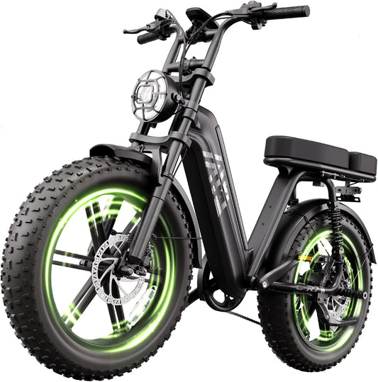 TST Electric Bike for Adults 1500W Peak 20" Fat Tire All-Terrain E-Bike 60 Miles Electric Dirt Bike for Road Sand Mountain Snow - 48V 15AH Battery Powered Electric Motorcycle for Adventure