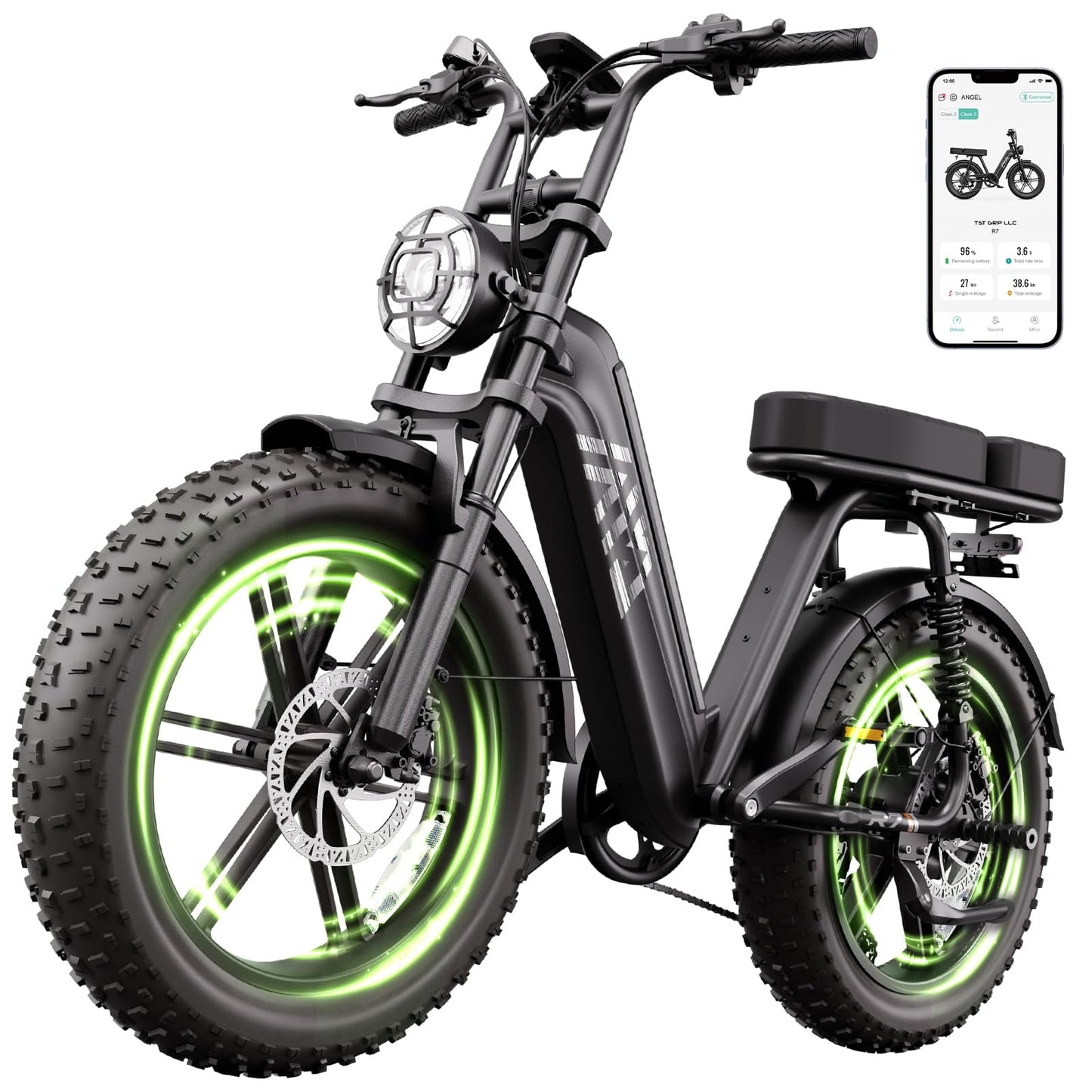 TST Electric Bike for Adults 1500W Peak 20" Fat Tire All-Terrain E-Bike 60 Miles Electric Dirt Bike for Road Sand Mountain Snow - 48V 15AH Battery Powered Electric Motorcycle for Adventure
