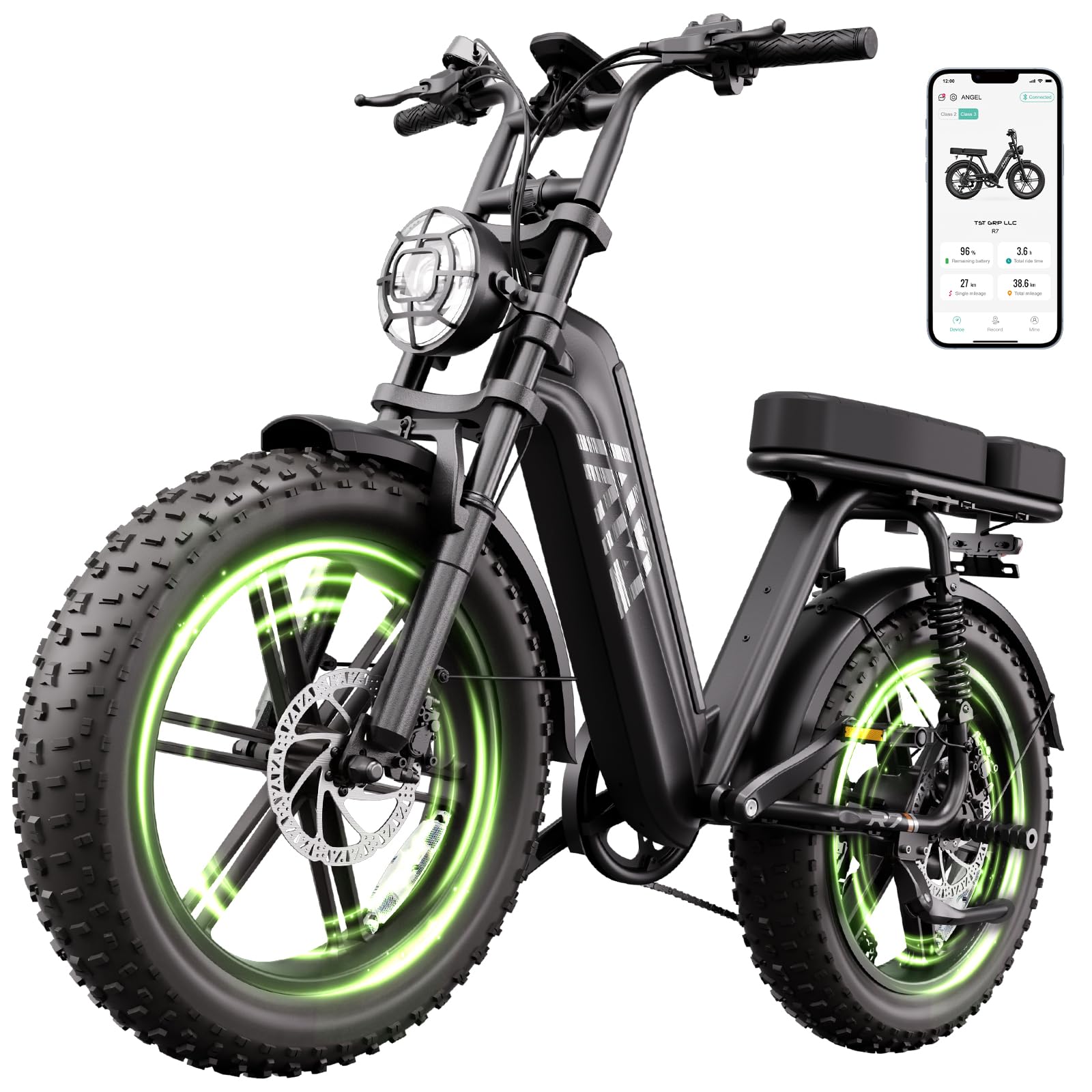TST Electric Bike for Adults 1500W Peak 20" Fat Tire All-Terrain E-Bike 60 Miles Electric Dirt Bike for Road Sand Mountain Snow - 48V 15AH Battery Powered Electric Motorcycle for Adventure
