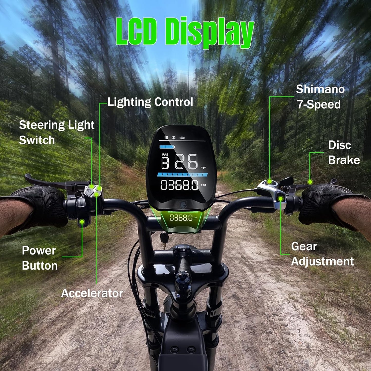 TST Electric Bike for Adults 1500W Peak 20" Fat Tire All-Terrain E-Bike 60 Miles Electric Dirt Bike for Road Sand Mountain Snow - 48V 15AH Battery Powered Electric Motorcycle for Adventure