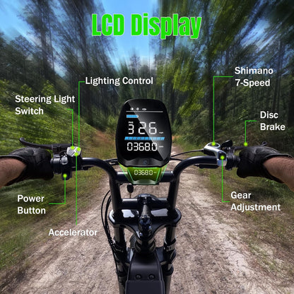 TST Electric Bike for Adults 1500W Peak 20" Fat Tire All-Terrain E-Bike 60 Miles Electric Dirt Bike for Road Sand Mountain Snow - 48V 15AH Battery Powered Electric Motorcycle for Adventure
