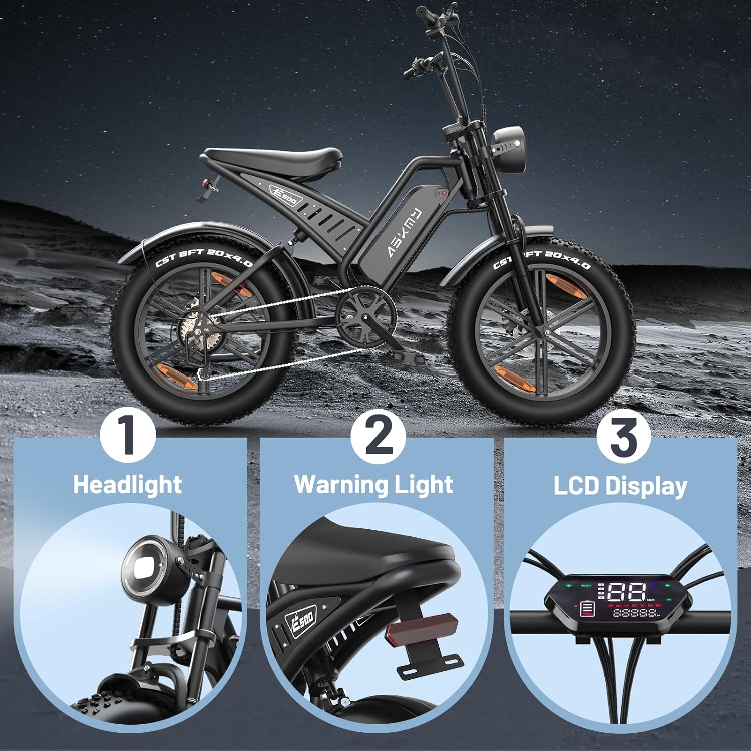 20" Fat Tire Electric Bike for Adults, 1500W Peak Motor E-Bike with 48V 15Ah Removable Battery, 60 Miles PAS Range, Dirt Electric Mountain Bicycles for Off Road and Commuting