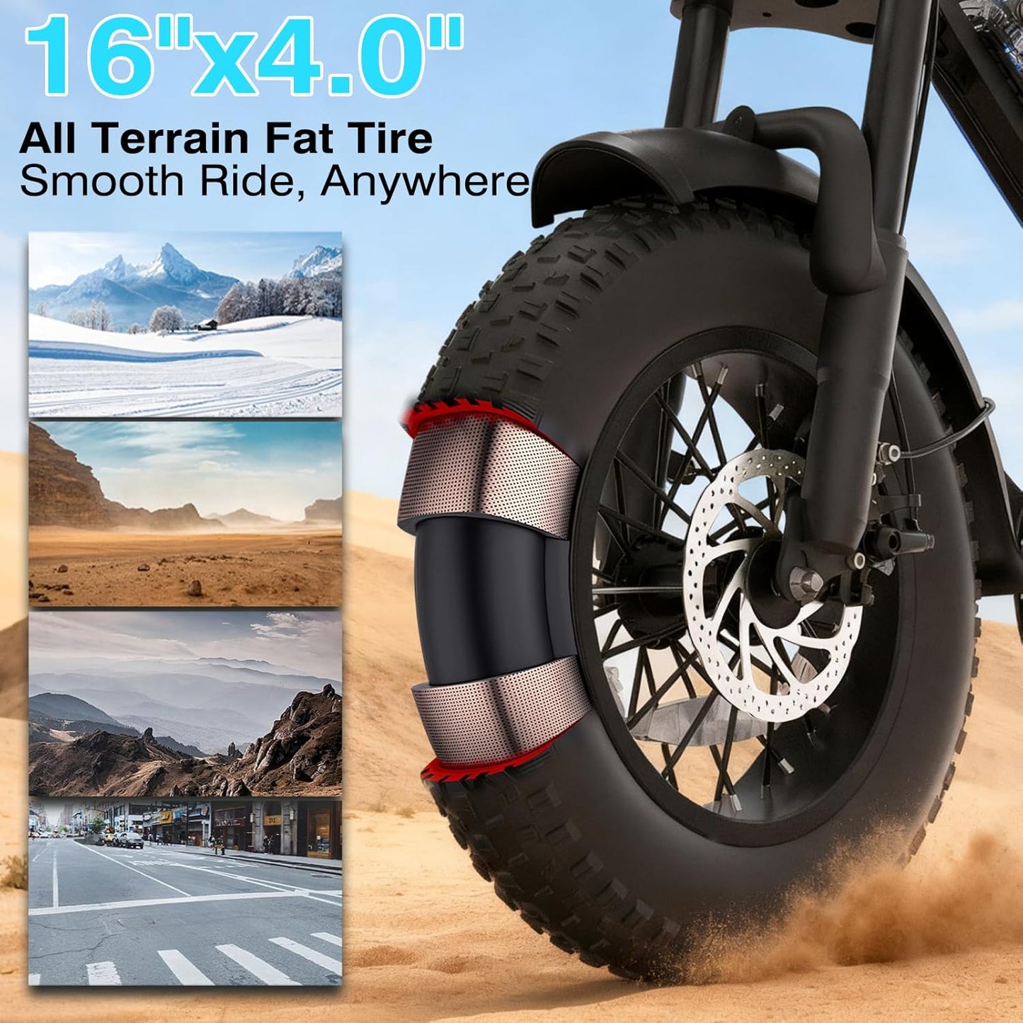 Bodywel M16 Fat Tire Electric Bike For Adult, 48V 13.5AH Removable Battery, 250W Brushless Motor, LCD Display, Dual Suspension, Disc Brakes, Headlight, Indicators for All Terrain